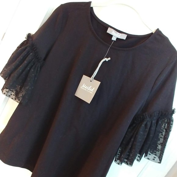 Marled Tops - FINAL PRICE ~ Marled Black Short Sleeve Lace Top Blouse